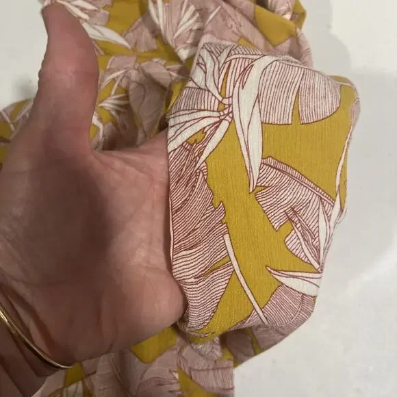 Knox Rose Womens Yellow Red Long Sun Dress L Flutter Sleeve Floral Cottage Core - Picture 7 of 12